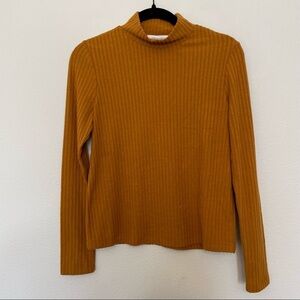 NWT university club polo rib mock neck mustard sz.S